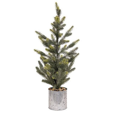 Glittered Pine Tree with Galvanized Metal Base - The Fox Decor